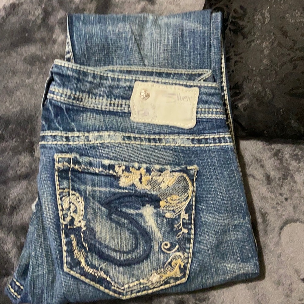 Tuesday low baby boot silver jeans size 28
